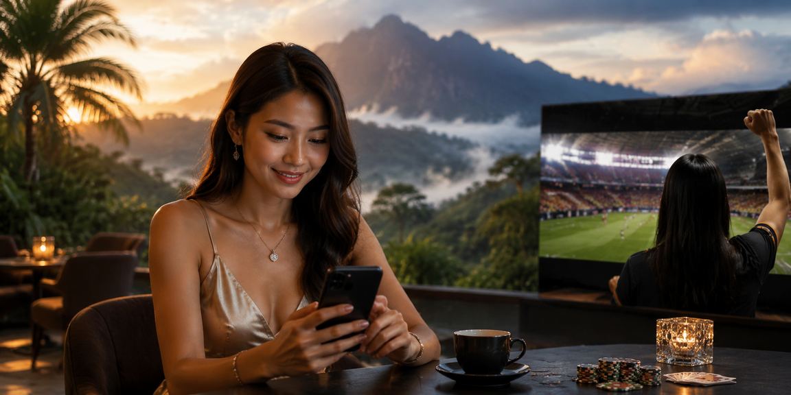 Pemain poker fokus di sebuah pertandingan kasino Sabah dengan atmosfera santai